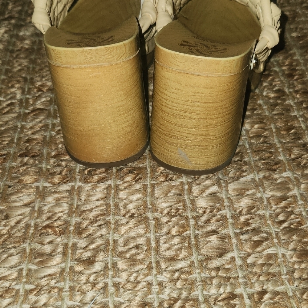 Sam & Libby Boho Tan Casual Clog Sandals Casual with Woven Straps 3in Block Heel - Picture 7 of 7